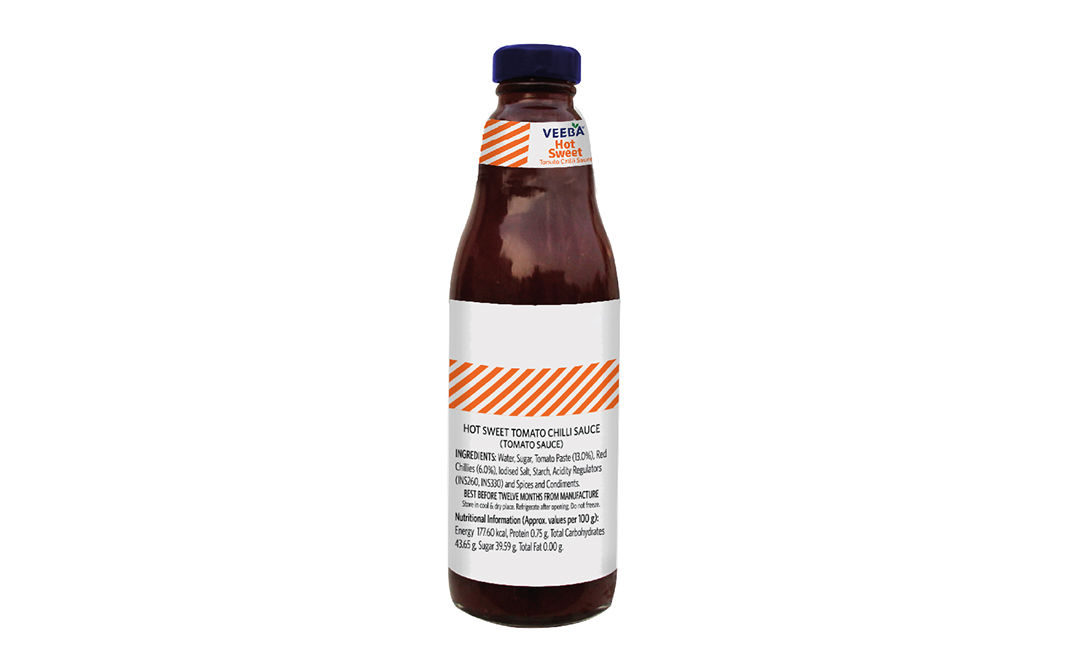 Veeba Hot Sweet Tomato Chilli Sauce   Glass Bottle  500 grams